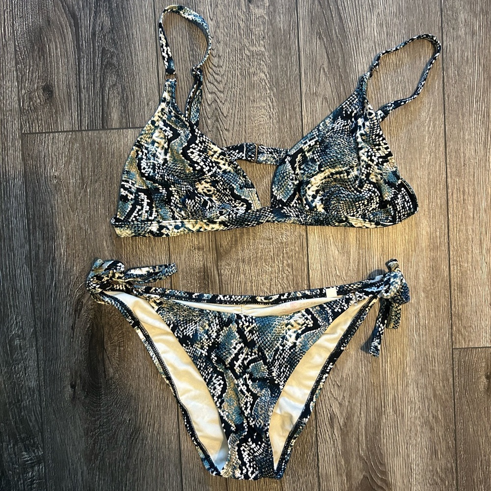 Snakeskin Print Bikini Set